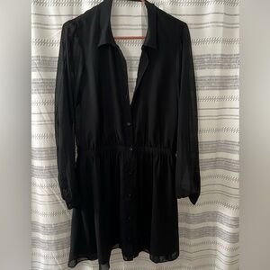 Bcbgeneration Long Sleeve Backless Sheer Button Down Dress